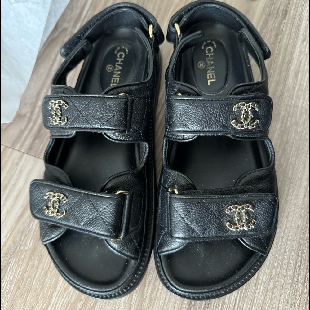 21C CHANEL Dad sandal BLACK 36